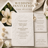 Invitations de mariage de luxe avec enveloppes, gaufrage à chaud personnalisé sur papier texturé