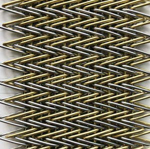 Maille tissée architecturale en acier inoxydable et or bicolore de qualité supérieure - Mur-rideau décoratif et panneau de façade de bâtiment - Product Image 2