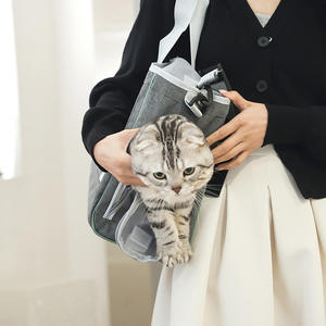 时尚多功能宠物包大容量夏季透气猫背包手提包带拉链封口实心图案 - Product Image 4