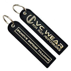 Cheap Brand Name Chain Embroidered Fabric Keychains <b>Key</b> Tag Jet Tags <b>Custom</b> Logo Keychain - Product Image 2