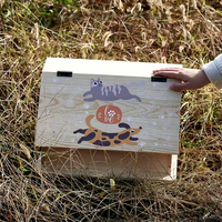 Boîte de rangement pour animaux de compagnie, urne commémorative, boîte en bois pour accessoires pour animaux, couvercle rabattable avec motif brossé personnalisable