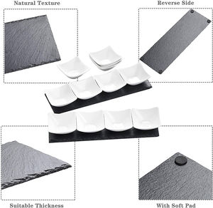 Juego de tazones con compartimentos para el hogar, Set de tazones con bandeja rectangular de pizarra, juego de tazas esenciales, 10 Uds. - Product Image 4