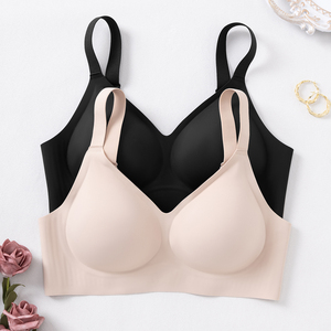 Reggiseno senza cuciture con cinturino a tracolla regolabile Design personalizzato all'ingrosso tinta unita a tre file con fibbia reggiseno traspirante da donna - Product Image 3