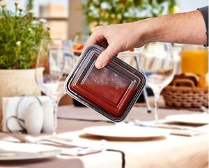 Conteneur alimentaire rectangulaire noir de 12 oz, compatible micro-ondes, avec couvercle transparent, boîte à lunch, contenants à emporter en plastique - Product Image 6