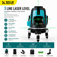 Niveau laser industriel 3D 360° 4D à faisceau vert super lumineux, 5 points, auto-nivelant, 3 m