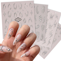 Autocollants pour ongles Wicked Gothic Flame Swirl Heart Starburst Liquid Metal non toxiques pour fête d'Halloween sombre et cool, design professionnel