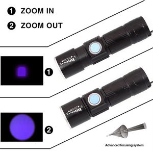 Luz UV linterna recargable USB 395/365nm Blacklight lámpara de madera ultravioleta LED Mini Detector de antorcha de mano <span class=keywords><strong>para</strong></span> orina de perro - Product Image 4