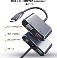 Adaptateur KSIN USB C vers VGA HDMI Type C vers 4K HDMI câble d'extension vers 1080P VGA USB 3.0 USB C PD Port de charge pour MacBook