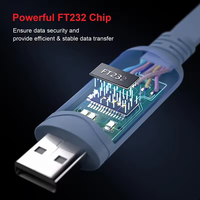 Cable Serial USB a RS232, Cable de Depuración RS232 con Chip FT232 de 1.8M para Enrutadores y Conmutadores