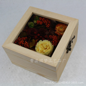 Wooden Preserved Flower <b>Box</b> Rectangle <b>Pine</b> Handmade Gift Packaging Custom Made Shandong Origin - Product Image 4