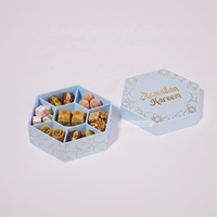 Boîte cadeau Eid artisanale écologique, impression personnalisée, boîte cadeau octogonale en papier rigide avec compartiments
