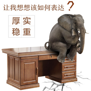 Solid Wood <b>Computer</b> <b>Desk</b> 1.8m 1.6m 1.4m Drawer Home Office Use - Product Image 2