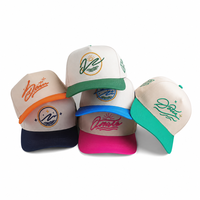 Casquettes de baseball unisexes entièrement personnalisées en gros, 5 panneaux, brodées, en tissu de coton, taille ajustable, bicolores, pour le sport