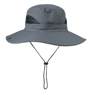 Unisex açık balıkçılık avcılık güneş şapkaları özel nakış düz pamuk kova şapka Boonie şapka