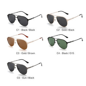 Lunettes de soleil unisexes de style pilote, monture complète, verres TAC, protection UV400, style aviateur en métal doré et noir pour hommes et femmes - Product Image 5