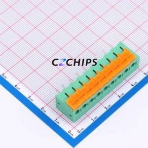 MX142V-5.08-09P-GN01-Cu-A Spring Terminal Block Through hole Component (THT),P=5.08mm Connector 1x9P 5.08mm Green Through Hole - Product Image 1