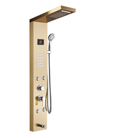 Panneau de douche de luxe en acier inoxydable, alimenté par batterie, avec affichage numérique à cinq fonctions, pour hôtel moderne