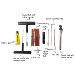 طقم أدوات إصلاح الإطارات طراز A8 من تولون، أدوات ختم مجوفة بمقبض على شكل حرف T، أدوات من الفولاذ الكربوني، لاصق مطاطي، سدادات إصلاح لإطارات السيارات/الدراجات النارية - Product Image 4