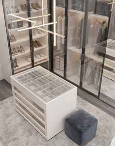 Armoire moderne de luxe avec cadre en aluminium et porte en verre, organisateur de vêtements, armoire en bois, meubles de chambre à coucher, dressing - Product Image 1