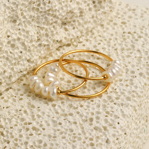 Anillo de Perlas de Agua Dulce Dreamshow, Joyería de Acero Inoxidable Chapada en Oro de 18k, Anillos de Perlas para Mujer - Product Image 5