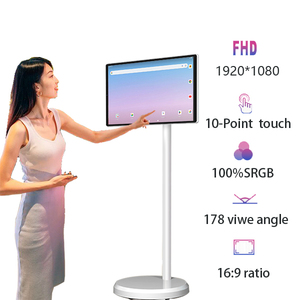 Hot Selling 21.5 Inch White Touch Screen Android 15 HD 1080p LCD LED <b>Portable</b> Smart <b>TV</b> With 4G+64G Rechargeable Wheels 21.5 Inch - Product Image 3
