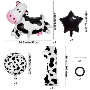 Set di 6 Palloncini in Foil MIQI a Forma di Mucca, Versione Lucida con Pentagramma, <span class=keywords><strong>40</strong></span> Pollici, Numeri 0-9 per Feste di Compleanno e Celebrazioni per Bambini - Product Image 2