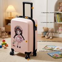 Valise à roulettes pour enfants, 20 pouces, légère, coque rigide, design de dessin animé, logo personnalisé, boîte cadeau avec serrure à code