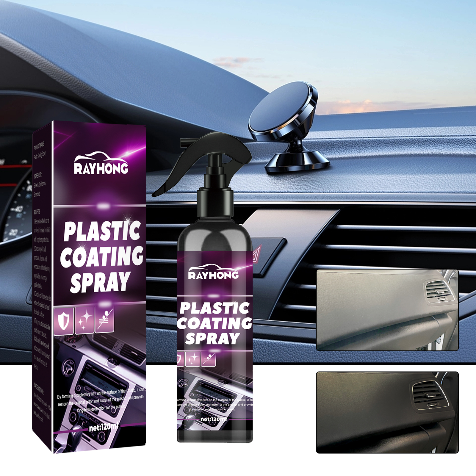 Rayhong RAD02-A037-120-VT1 Plastic Coating Spray | Eco-Friendly Car Surface Polish Waterproof Agent