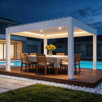 Pérgola Moderna con Luces LED Integradas, Altavoces, Audio Bluetooth, Color Regulable, RGB, Blanco Cálido, Blanco Frío, Control Remoto