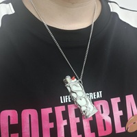 Collier pendentif VAF Amazing Cool Lighter Shell en acier inoxydable poli, chaîne de 60 cm, adapté aux briquets BIC J3