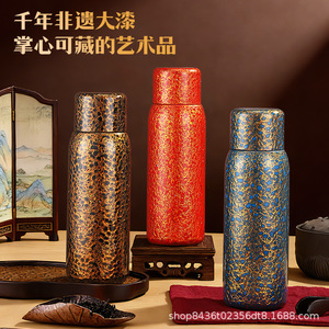 Pure Titanium Insulated Water Bottle 500Ml With Tea Strainer Screw Cap Lacquered Finish For Office Business Use - Product Image 2