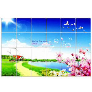 Aixin Kitchen Wall Sticker Flower Pattern Self-Adhesive Oil Proof Waterproof Square Tile Decal - Product Image 2