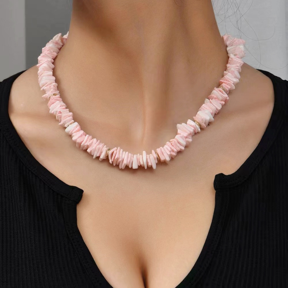 Pink seashell necklace 40cm 7cm