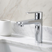 Robinet de lavabo monocommande en laiton chromé au design moderne, mélangeur eau chaude et froide pour salle de bain