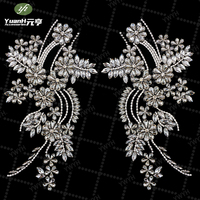 Prix usine 3D colle dos cristal appliques paires de patchs de strass de mariée pour la décoration de vêtement bricolage