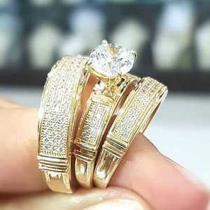 Set di anelli per coppia, matrimonio, fidanzamento, moda, gioielli da donna e da uomo, regalo romantico, accessorio di tendenza - Product Image 1