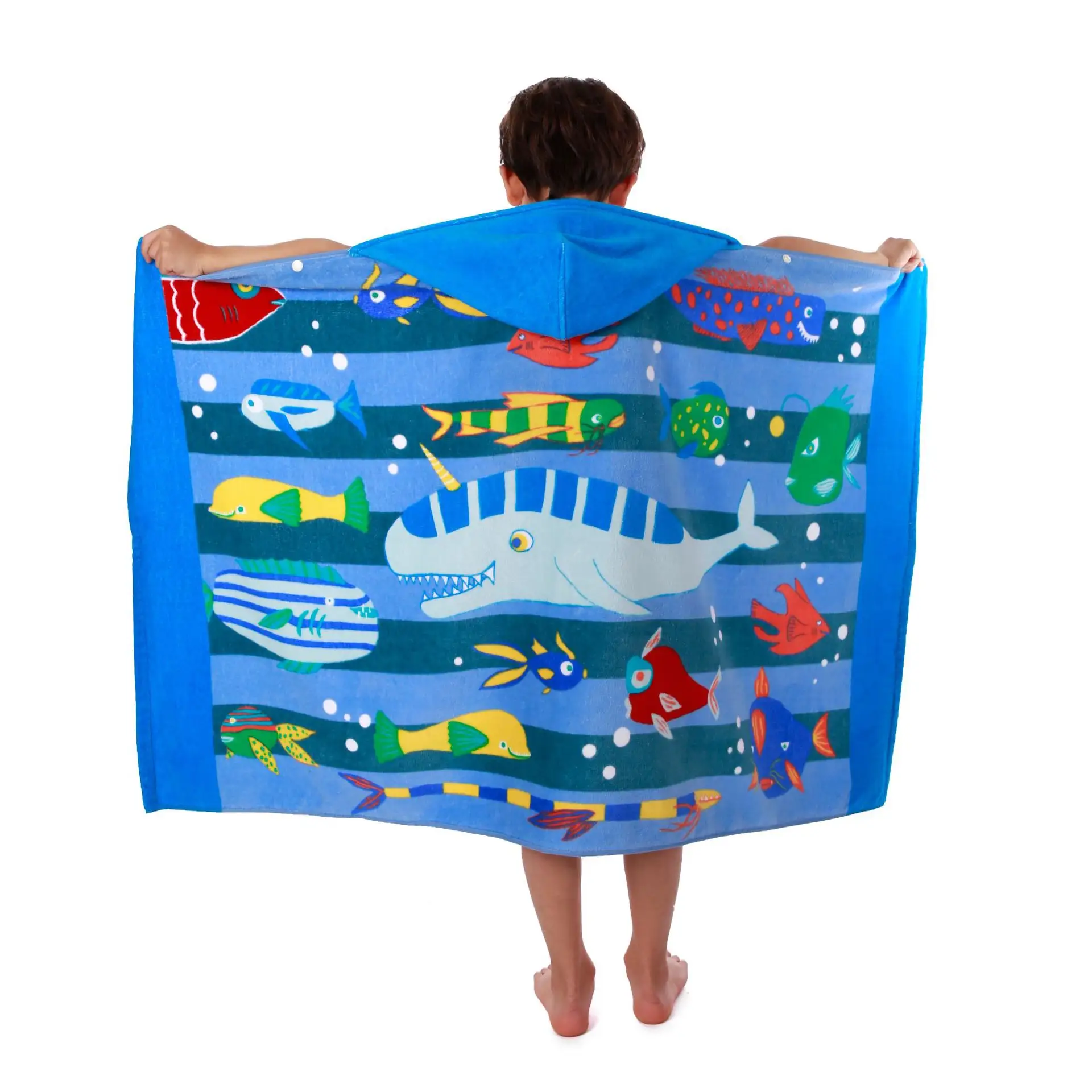 ผ้าเช็ดตัวมีฮู้ดสำหรับเด็กผ้าคอตตอนชายหาดสระว่ายน้ำ