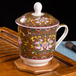 8 tasses en céramique de bon augure décalcomanie de bouddhisme du <span class=keywords><strong>Tibet</strong></span> modelées d'après la collection de tasses élégantes antiques - Product Image 2