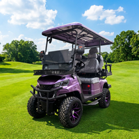 Voiturette de golf électrique 4 places LEIBIN, violette, 4x4, 30-50 km/h, autonomie 90 km, haute capacité de franchissement, buggy tout-terrain, pneus antidérapants, pente de 25 degrés