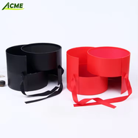 Boîte cadeau ronde à double couche rotative rigide avec fenêtre, gaufrage, pelliculage mat, recyclable, pour emballage floral de la Saint-Valentin