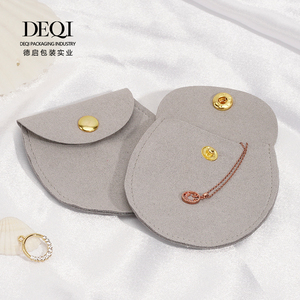 DEQI Factory Custom High Quality Eco-friendly Durable Lightweight Jewelry <b>Pouch</b> Semicircle Microfiber Buckle Closure for Rings - Product Image 5