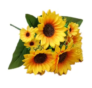 Bouquets de tournesols artificiels en soie pour mariage, Bouquet de mariée, décoration de la maison, Baby Shower, guirlande de fleurs