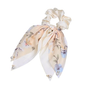 بيع بالجملة أربطة رأس دلاية على شكل زهرة شريط طويل ربطة شعر ربطة شعر مرنة ربطة شعر لؤلؤ حلو أربطة شعر - Product Image 4