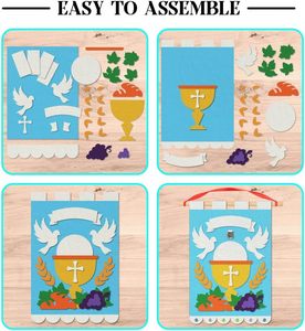 Personalizado Santa Iglesia Pew Banner gema pegatinas artes manualidades Kit <span class=keywords><strong>domingo</strong></span> Escuela fiesta decoraciones fieltro Santa Iglesia decoración Kit - Product Image 4