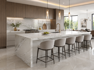 Losas y azulejos de cuarcita <span class=keywords><strong>Montblanc</strong></span> para encimeras de cocina, revestimientos de paredes, encimeras de tocador, peldaños de escaleras y azulejos para pisos - Product Image 4