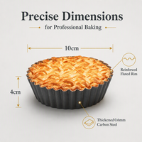 Moule à tartelettes en acier au carbone de 10 cm, antiadhésif, réutilisable, rond, pour pâtisserie, gâteau, four, compatible lave-vaisselle, logo OEM, vente en gros