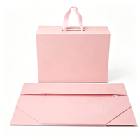 Boîte cadeau en carton de luxe pliable rose avec ruban, logo personnalisé, recyclable, pour bijoux, mariage, anniversaire