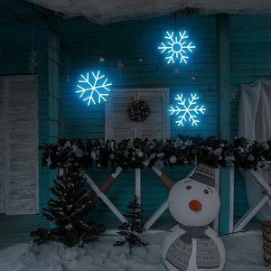 Enseigne néon de Noël, lumières bleues en forme de flocon de neige, décorations, lumières néon pour fenêtre <span class=keywords><strong>avec</strong></span> ornements en forme de flocon de neige pour décorations de Noël - Product Image 6