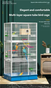 כלוב ציפורים מרובע מברזל איכותי לגידול תוכים, תוכונים וציפורים אחרות, לתצוגה חיצונית ובית, בית ציפורים מרווח - Product Image 2