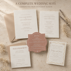 Elegante Set di Carta per Inviti Matrimoniali in Tonalità Neutre, Personalizzato <span class=keywords><strong>con</strong></span> Inserti RSVP Stampati e Busta Coordinata - Product Image 5